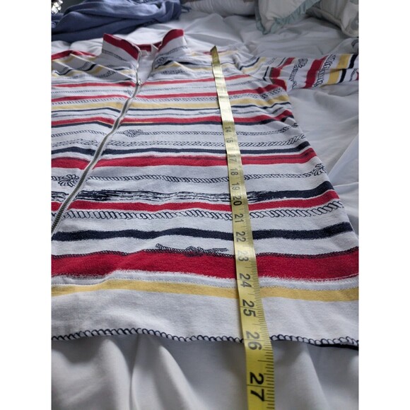 Chicos Weekends Jacket Women's 2 (L) Stripes Red Yellow Athleisure Nautical Rope - Picture 13 of 13